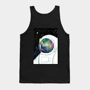 Watercolor astronaut with galactic reflections in space Tank Top